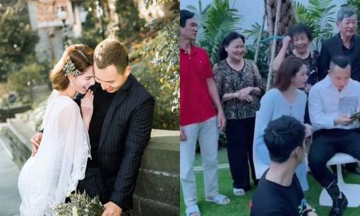 Bố mẹ Vũ Khắc Tiệp đến hỏi cưới Ngọc Trinh, 'thông gia' vui vẻ chụp ảnh cùng nhau 