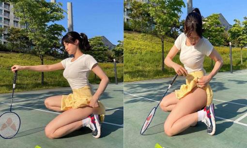 Gái xinh gây 'bão' trên Instagram nhờ khoảnh khắc vén váy trên sân cầu lông