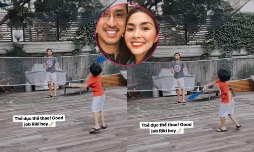 Tăng Thanh Hà khoe con trai gần 6 tuổi chơi đánh cầu lông cực giỏi cùng ông xã Louis Nguyễn