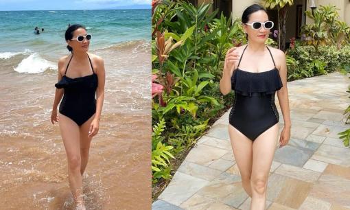 Hồng Đào táo bạo diện đồ bơi, nhan sắc được khen ngày càng thăng hạng sau khi ly hôn Quang Minh