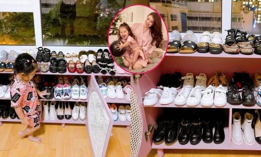 Trà Ngọc Hằng khiến dân mạng ngỡ ngàng khi khoe tủ giày 'khủng' của con gái cưng