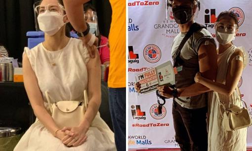 Cùng chồng hoàn tất việc tiêm vắc-xin chống COVID-19, 'Mỹ nhân đẹp nhất Philippines' bị soi mặc váy nhàu nhĩ 