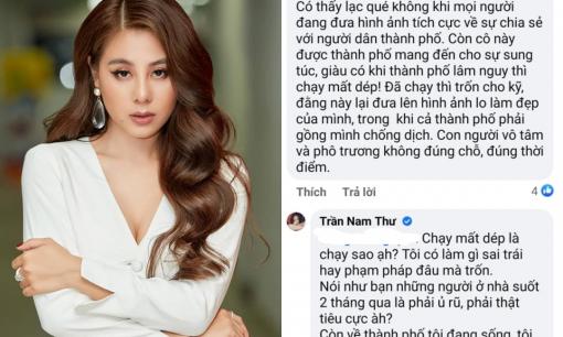 Nam Thư bức xúc đáp trả khi bị nói vô tâm và phô trương giữa lúc dịch bệnh phức tạp