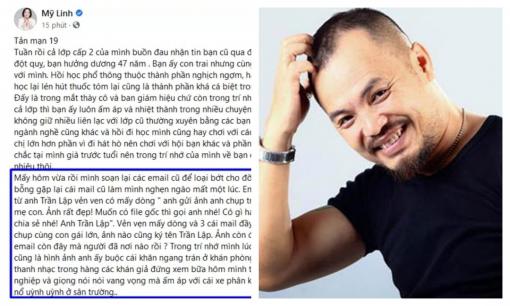 Mỹ Linh phải mất vài giây để trấn tĩnh khi xem lại email của cố nhạc sĩ Trần Lập gửi cho mình