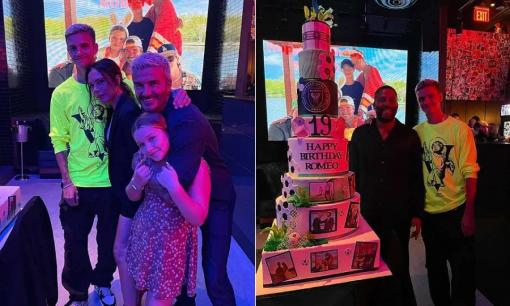 Cậu thứ nhà Becks được tổ chức sinh nhật 'khủng' với chiếc bánh khổng lồ nhưng mọi sự chú ý lại đổ dồn vào cô út Harper 