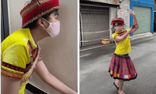 'Nàng Mị' diện váy rực rỡ xuống phố để nhận lương thực khiến anh bộ đội 'té ngửa'