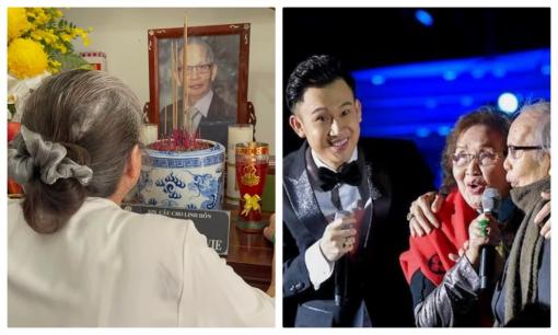 Dương Triệu Vũ xúc động chia sẻ ảnh mẹ ruột nhìn di ảnh bố trong lễ cúng 49 ngày
