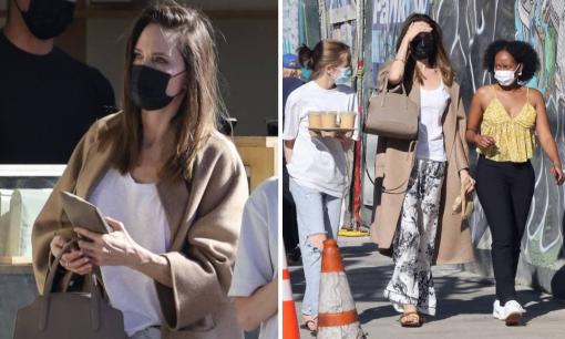 Angelina Jolie bị soi mặc đồ trái khoáy với các con, chiếc quần cô sử dụng chẳng khác nào đồ ngủ 