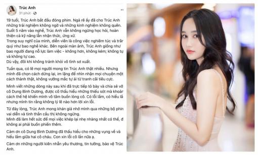 Sau nhiều ngày im lặng, Trúc Anh 'Mắt biếc' chính thức gửi lời xin lỗi NSX Dung Bình Dương và không giải thích để cầu thị