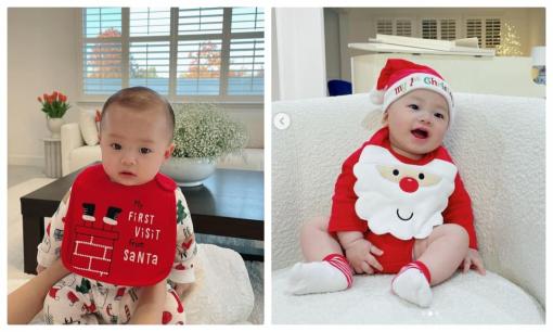 Loạt ảnh cực đáng yêu của con trai Hoa hậu Phạm Hương khi diện đồ ông già Noen vui nhộn