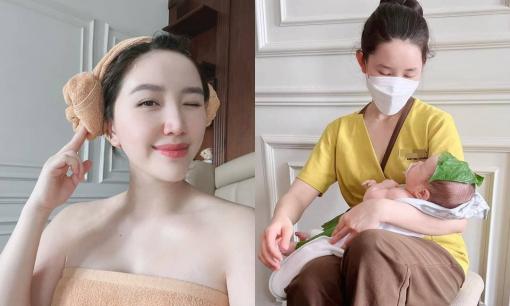 Bảo Thy khoe làn da trắng không tì vết sau hạ sinh quý tử, để lộ khoảnh khắc cực yêu của nhóc tỳ