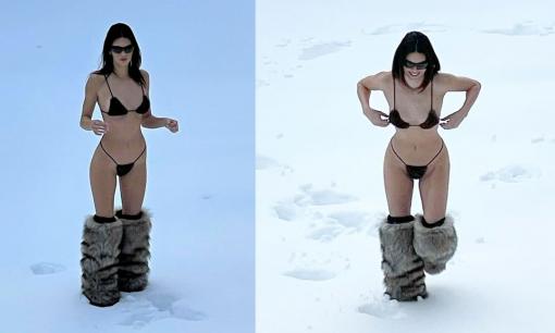 Kendall Jenner mặc bikini nhỏ xíu giữa trời tuyết lạnh khoe trọn body cực phẩm