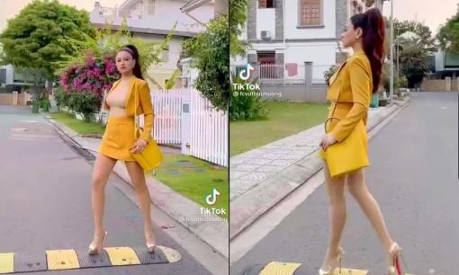 Vũ Thu Phương thần thái ngút ngàn, trổ tài catwalk trên đường