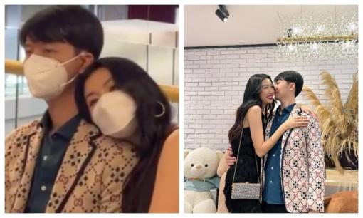 Thúy Vân tựa vai, ôm chồng cực tình tứ bất chấp sự kiện đông người