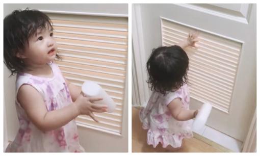 Con gái Đông Nhi bám mẹ như sam, đến đi toa lét cũng không tha