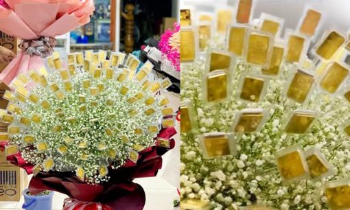 Món quà hot nhất 8/3: Đại gia Cần Thơ chi 7 tỷ làm bó hoa 100 cây vàng tặng vợ