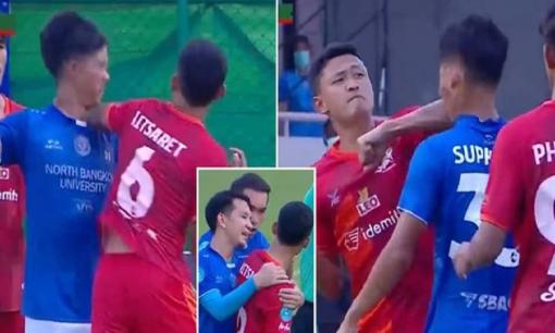 Sốc: Cầu thủ Thái Lan tung cùi chỏ vào mặt đối thủ khiến nạn nhân nhập viện, khâu 24 mũi