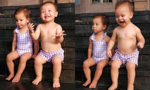 Leon và Lisa nhà Hà Hồ được mẹ diện cho áo tắm đôi, nhìn loạt biểu cảm mà đoán luôn được tính cách
