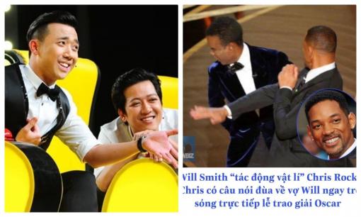 Trấn Thành và Trường Giang bị cư dân mạng réo tên 'rút kinh nghiệm' khi Will Smith tát đồng nghiệp trên sân khấu Oscar 