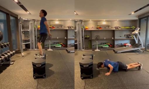 Cường Đô La khoe clip luyện thể hình tích cực tại nhà, Đàm Thu Trang bình luận 'trêu chọc' ông xã cực hài