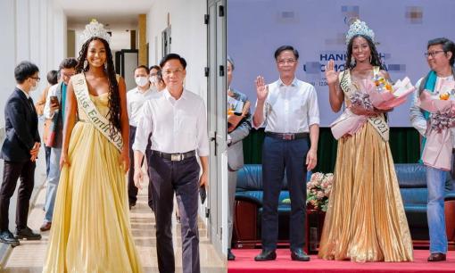 Hoa hậu Trái đất 2021 - Destiny Wagner giao lưu với sinh viên Việt Nam, nhan sắc thế nào khi ăn diện đơn giản?