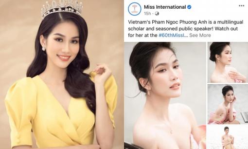 Trước thềm chinh chiến, Á hậu Phương Anh được lên thẳng trang chủ của Miss International, fans quốc tế liền khen hết lời