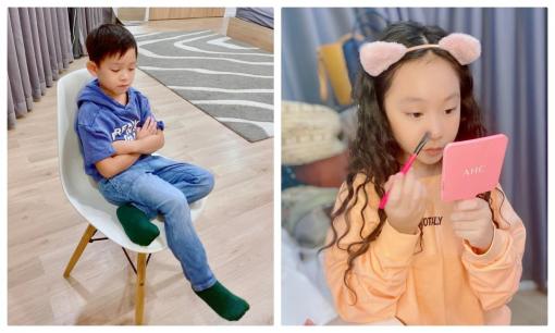 Con gái 8 tuổi của Lý Hải hào hứng tự trang điểm cho mình còn biết làm điệu cho em gái, nhìn thái độ quý tử út mà bật cười