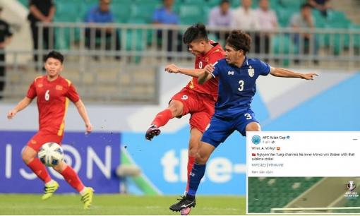 Siêu phẩm vô lê của Nguyễn Văn Tùng được AFC ví với Marco van Basten