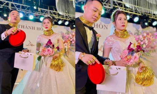 Cặp đôi ở Bắc Ninh đeo vàng trĩu cổ trong ngày cưới, dân tình ùa vào 'xin vía'