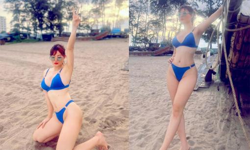 Thanh Hương 'Quỳnh búp bê' diện bikini, phô diễn ba vòng cực bốc lửa ở tuổi 34