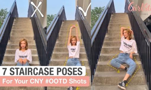 7 dáng chụp ảnh trên cầu thang khoe chân dài miên man