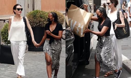 Angelina Jolie nắm tay con gái nuôi đi mua sắm, Zahara mới 17 tuổi đã cao ngang ngửa mẹ