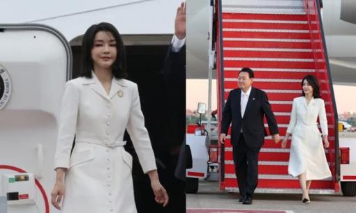 Đệ nhất phu nhân Hàn Quốc lần đầu công du nước ngoài, nhan sắc và gu thời trang ở tuổi 49 thế nào mà khiến dân mạng 'phát sốt'?
