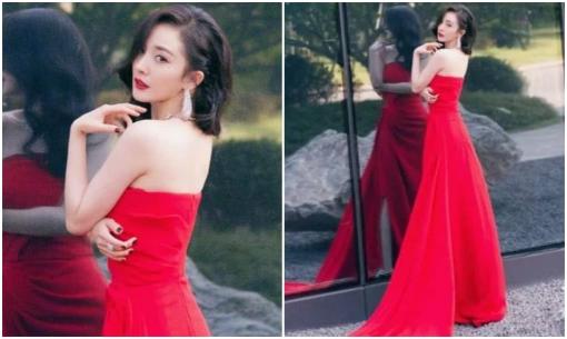 Dương Mịch chụp ảnh mặt nghiêng mà quên mất đằng sau là gương thủy tinh, để lộ bóng dáng thật