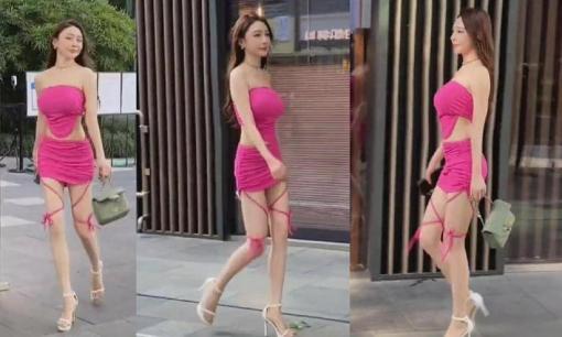 Cô gái đi mua sắm với trang phục mát mẻ, chân buộc vài sợi dây thừng! Cư dân mạng: May mắn thay, đó không phải là bạn gái của tôi
