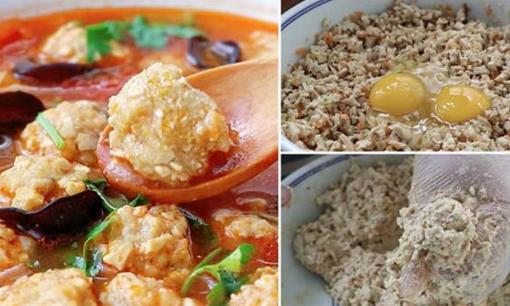 Đậu phụ viên thành từng viên, ăn có vị thơm hơn thịt, đơn giản và ngon, khi dọn ra thì uống hết cả nước sốt