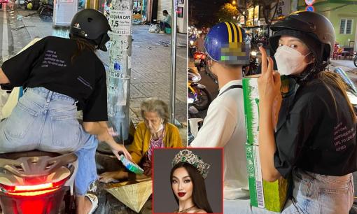 Hoa hậu Thùy Tiên đi xe máy làm từ thiện lúc đêm muộn, dân mạng liền góp ý một vài chi tiết 