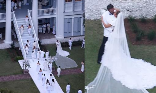 Hình ảnh Jennifer Lopez khóa môi 'Batman' Ben Affleck trong đám cưới tại trang viên 200 tỷ 