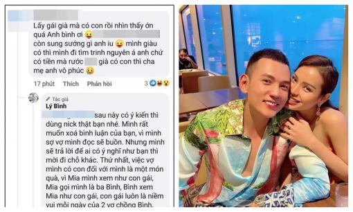 Cư dân mạng mỉa mai 'lấy gái già có con', Lý Bình phản pháo cực căng