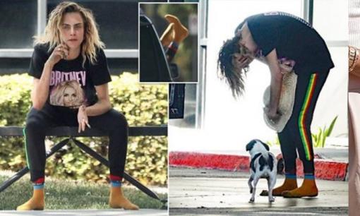 Siêu mẫu có giới tính phức tạp Cara Delevingne gây sốc với vẻ ngoài tàn tạ, tinh thần bất ổn, thò chân ra khỏi ô tô khi xe đang chạy