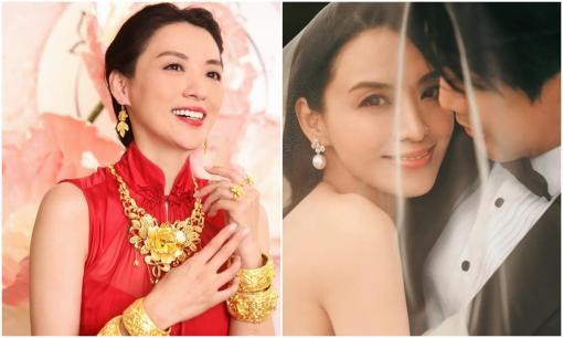 Mỹ nhân 'Cung Tâm Kế' đeo vàng trĩu cổ trong đám cưới với bạn trai bác sĩ
