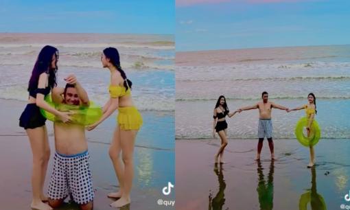 Quyền Linh khoe cảnh 2 con gái diện đồ tắm tung tăng trên biển, hình thể gây sốt vì quá đỉnh cao