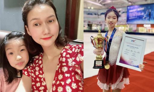 Diễn viên Hương Giang hạnh phúc khi con gái nhận huy chương vàng môn trượt băng nghệ thuật