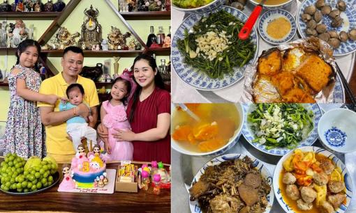 Bận chăm sóc 3 con nhỏ, bà xã Tự Long vẫn siêng nấu loạt mâm cơm ngon hợp thời tiết để đãi chồng