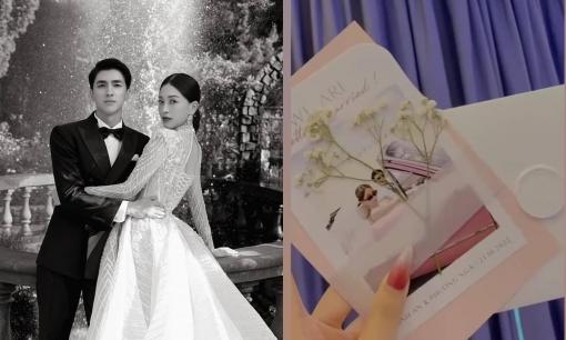 Cận cảnh thiệp cưới của Bình An - Phương Nga: Cô dâu chú rể cực ngầu, còn trang trí thêm hoa tươi xinh xắn 