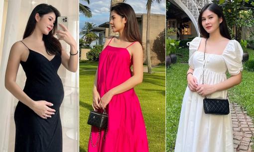 MC Thu Hoài diện đồ 'hết nước chấm' khi mang bầu, cân nặng gần chạm mốc 60 kg vẫn xinh