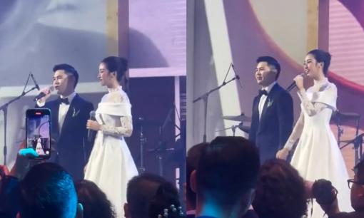 Khoe giọng hát trong lễ cưới, Đỗ Mỹ Linh cùng chồng thiếu gia được dân mạng khen ngợi hết lời