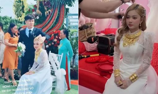 TikToker nổi tiếng Út Nhị lấy chồng, vòng vàng đeo kín cổ gây 'bão' mạng