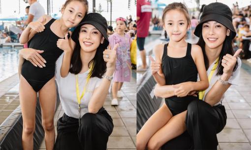 Con gái được dự đoán sẽ trở thành Hoa hậu của Hà Kiều Anh thi bơi, dân tình xuýt xoa vì đôi chân 'cực phẩm'