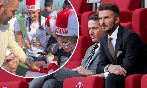 David Beckham lịch lãm như nam thần, xuất hiện trên khán đài cổ vũ cho đội tuyển Anh ở World Cup 2022